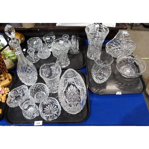 239 - A collection of cut glass and crystal including dishes, vases etc