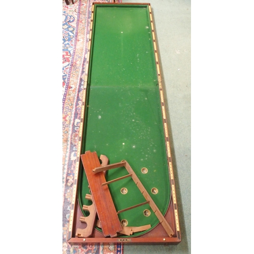 112 - A late Victorian mahogany and baize lined Bagatelle board