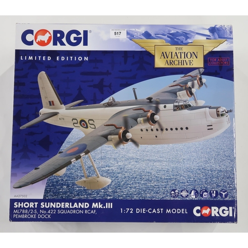 517 - A Corgi Aviation Archive Limited Edition Short Sunderland Mk. III, ML788/2-S, No. 442 Squadron RCAF,... 