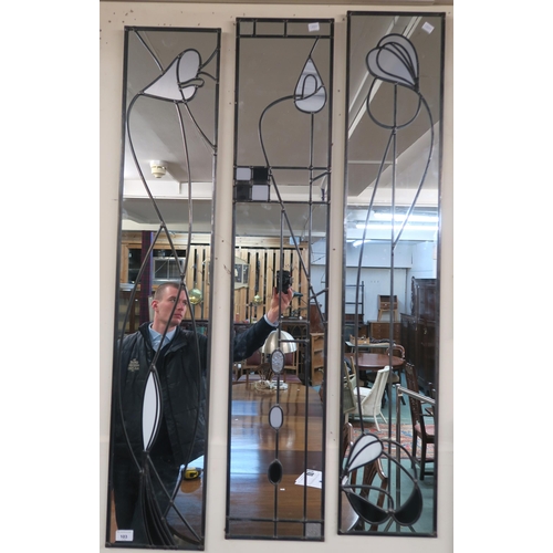 103 - A lot of two 20th century ACD glass art leaded glass Rennie Mackintosh style wall mirrors, 123cm hig... 