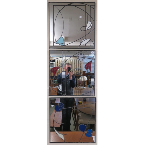 104 - A lot of three 20th century Bishopbriggs mirror & glass leaded glass Rennie Mackintosh style wal... 