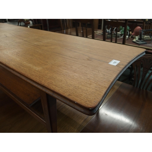 108 - A mid 20th century teak coffee table in the manner of Richard Hornby, 35cm high x 121cm long x 41cm ... 