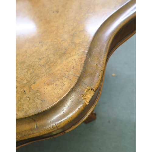 46 - A Victorian burr walnut shaped tilt top breakfast table on carved quadrupedal base, 79cm high x 153c... 