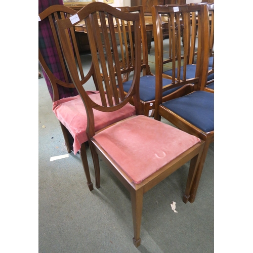 47 - A set of six Victorian mahogany dining chair and a pair of Victorian mahogany shield back dining cha... 