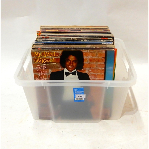 548 -  VINYL LP RECORDS a good box of pop, rock, reggae and prog rock vinyl records with Bob Marley and th... 