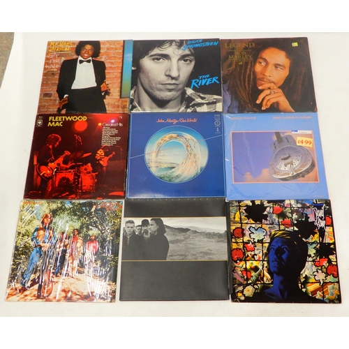 548 -  VINYL LP RECORDS a good box of pop, rock, reggae and prog rock vinyl records with Bob Marley and th... 