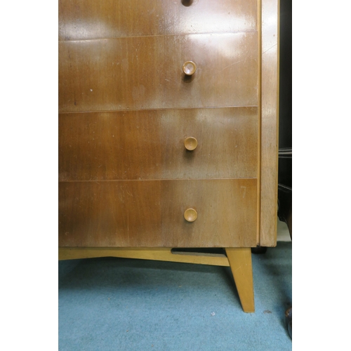 63 - A mid 20th century teak chest of six drawers, 102cm high x 78cm wide x 47cm deep and accompanying be... 