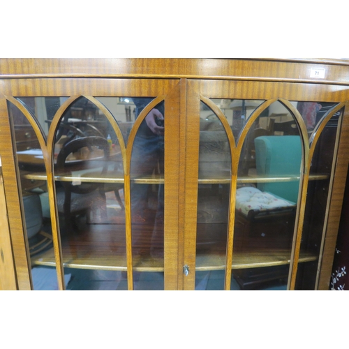 71 - A 20th century mahogany astragal glazed two door bookcase on ball and claw supports, 124cm high x 92... 