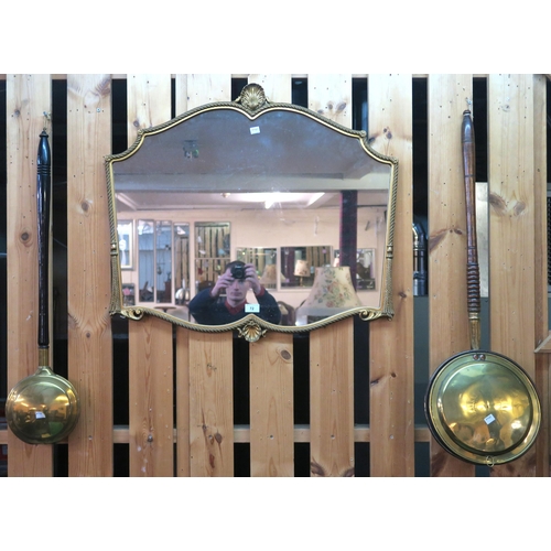 72 - A 20th century gilt framed rococo style wall mirror, 69cm high x 77cm wide, triple plate wall mirror... 