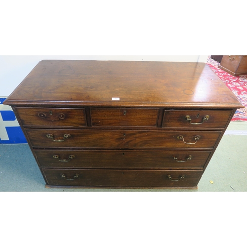 78 - A Victorian mahogany three over three chest of drawers (def), 85cm high x 126cm wide x 55cm deep