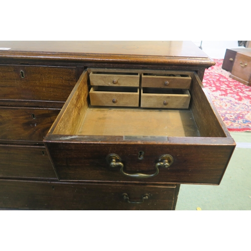 78 - A Victorian mahogany three over three chest of drawers (def), 85cm high x 126cm wide x 55cm deep