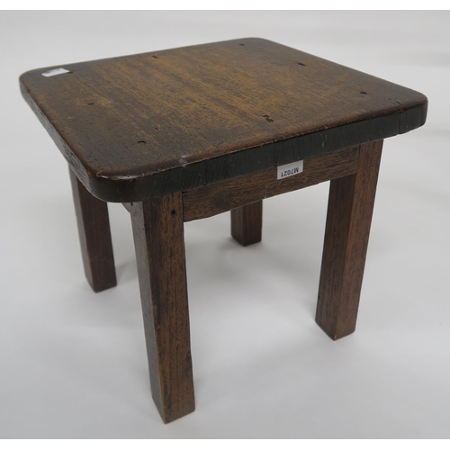 79 - A 20th century oak umbrella hall seat, brass coal box and an oak stool (3)