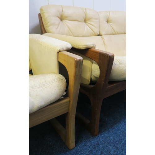 87 - A mid 20th century Folke Ohlsson for Gimson and Slater teak framed three piece suite consisting, thr... 