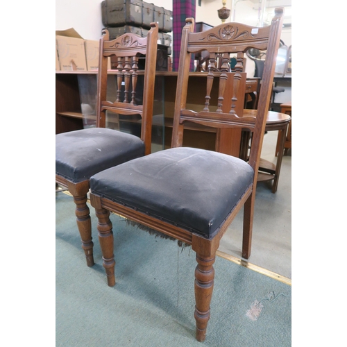89 - A pair of early 20th century oak dining chairs and a 19th century wrought iron light fitting (3)