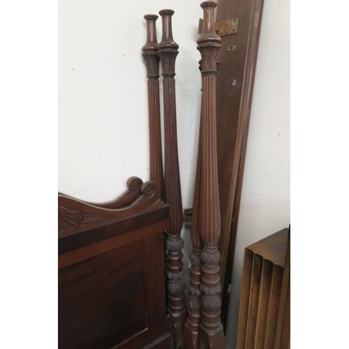 96 - A pair of early 20th century mahogany four poster tester sized bed frames, 172cm high x 113cm wide x... 