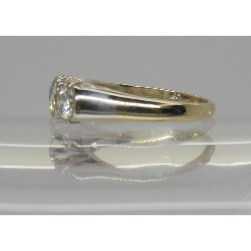 716 - An 18ct white gold three stone diamond ring, set with estimated approx 0.75cts in total, finger size... 
