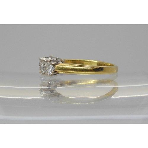730 - An 18ct yellow and white gold five stone diamond ring set with estimated approx 0.75cts of brilliant... 