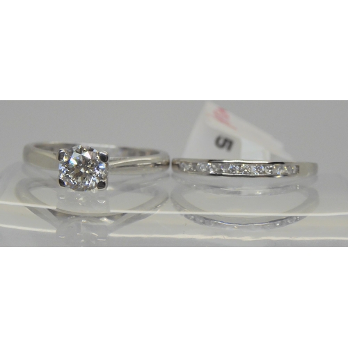 745 - An 18ct white gold 'Forever Diamonds' diamond solitaire of estimated approx 0.50cts, finger size K, ... 