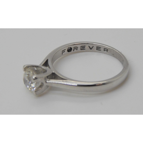 745 - An 18ct white gold 'Forever Diamonds' diamond solitaire of estimated approx 0.50cts, finger size K, ... 