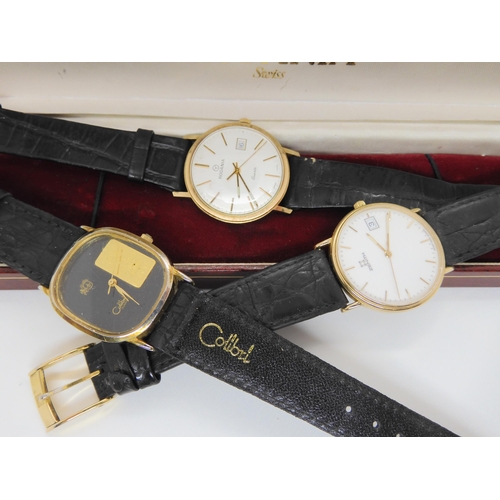 774 - Two gents 9ct gold watch heads, by Zenith and Rodania, together with a Collibri gents watch with a 1... 