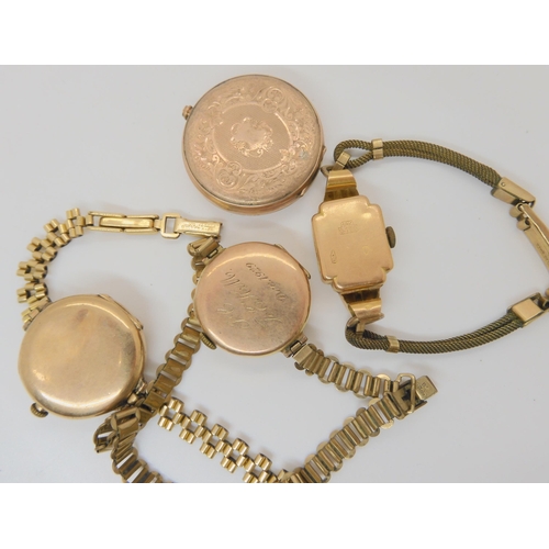 818 - An 18ct ladies watch head on rolled gold strap, a 9ct pocket watch, and five gold watch heads on rol... 