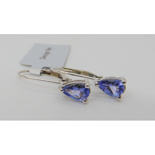 819 - A pair of 9ct white gold and tanzanite earrings, with certificate, a similar pendant and a pair of p... 