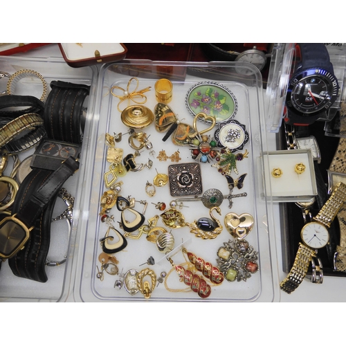 899C - A large collection of costume jewellery and watches to include a BMW ICE watch, in original packagin... 