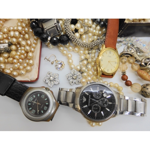 900A - A large collection of watches and costume jewellery to include Oris, Sekonda watches, cultured pearl... 