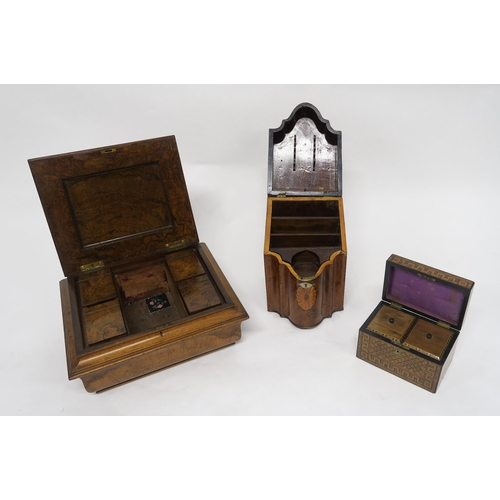 2594 - A GEORGE III MAHOGANY KNIFE BOXConverted to a stationary box, chequer band-inlaid, of serpentine for... 