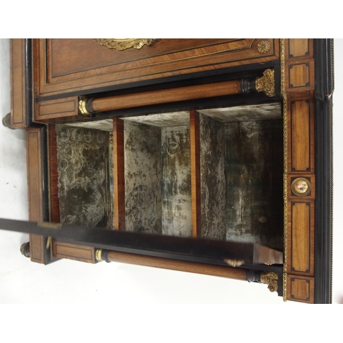 2001 - A VICTORIAN WALNUT AND EBONISED BREAKFRONT CREDENZA with ormolu mounts, four columns with a pair of ... 