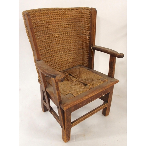 2021 - AN EARLY 20TH CENTURY PINE FRAMED CHILD'S ORKNEY CHAIRa Thonet bentwood child's chair and a child's ... 