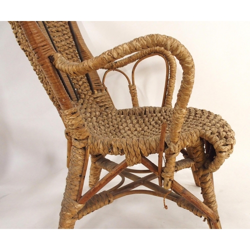 2021 - AN EARLY 20TH CENTURY PINE FRAMED CHILD'S ORKNEY CHAIRa Thonet bentwood child's chair and a child's ... 