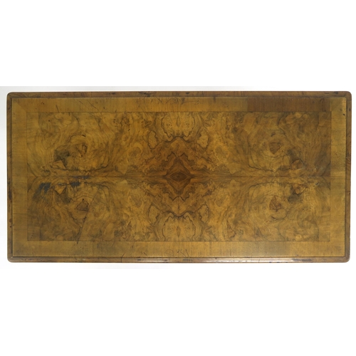 2049 - A VICTORIAN BURR WALNUT FOLD-OVER CARD TABLEwith rectangular quarter-veneered top concealing shaped ... 