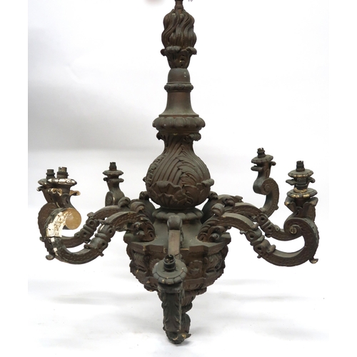 2062 - A CONTINENTAL CARVED WOOD GILT GESSO EIGHT BRANCH CHANDELIERwith three further gilt gesso two branch... 