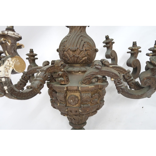 2062 - A CONTINENTAL CARVED WOOD GILT GESSO EIGHT BRANCH CHANDELIERwith three further gilt gesso two branch... 