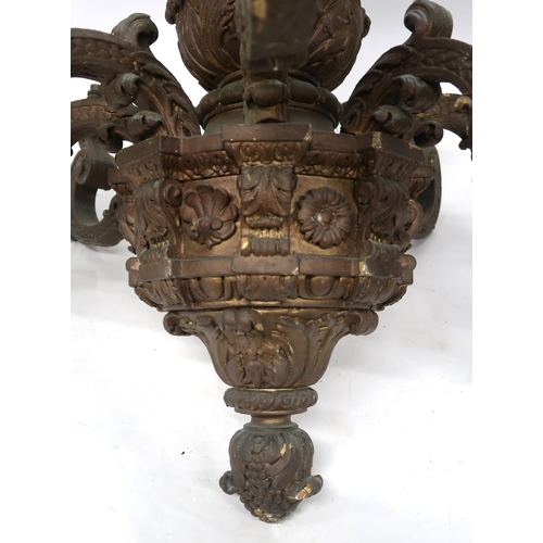 2066 - A LOT OF FIVE ROCOCO STYLE GILT METAL ORMOLU TWO BRANCH WALL SCONCESwith scroll and acanthus back pl... 