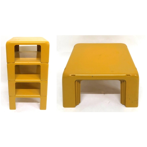 2102 - A MID 20TH CENTURY MARIO BELLINI NEST OF FOUR STACKING TABLESmoulded from mustard coloured fibreglas... 