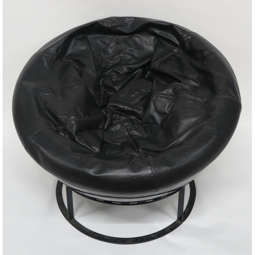 2110 - A 20TH CENTURY AFTER EERO AARNIO BALL CHAIRwith black leather upholstered bean bag seat within fibre... 