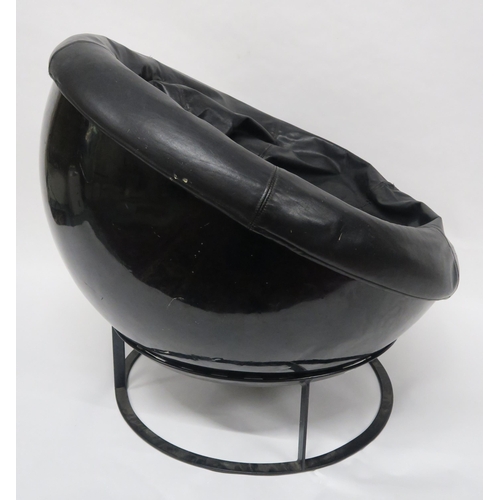 2110 - A 20TH CENTURY AFTER EERO AARNIO BALL CHAIRwith black leather upholstered bean bag seat within fibre... 