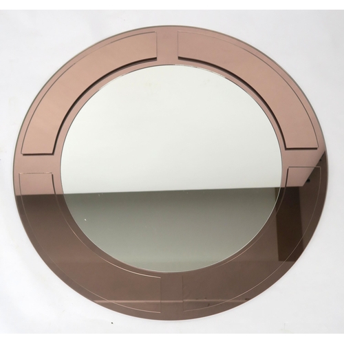 2115 - A LOT OF THREE 20TH CENTURY ART DECO STYLE FRAMELESS WALL MIRRORSwith central circular mirror mounte... 