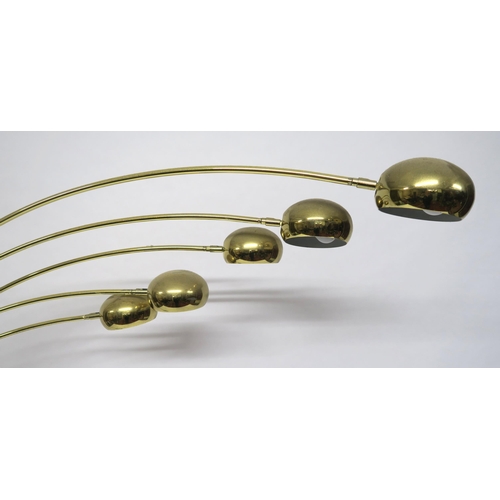 2116 - A MID 20TH CENTURY SWEDISH COTTEX FIVE BRANCH STANDARD LAMPwith five brass coloured arms on brass up... 