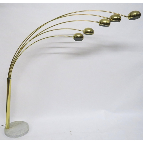 2117 - A MID 20TH CENTURY SWEDISH COTTEX FIVE BRANCH STANDARD LAMPwith five brass coloured arms on brass up... 