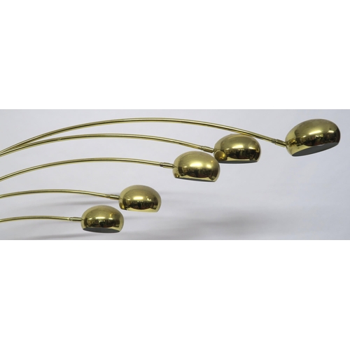 2117 - A MID 20TH CENTURY SWEDISH COTTEX FIVE BRANCH STANDARD LAMPwith five brass coloured arms on brass up... 