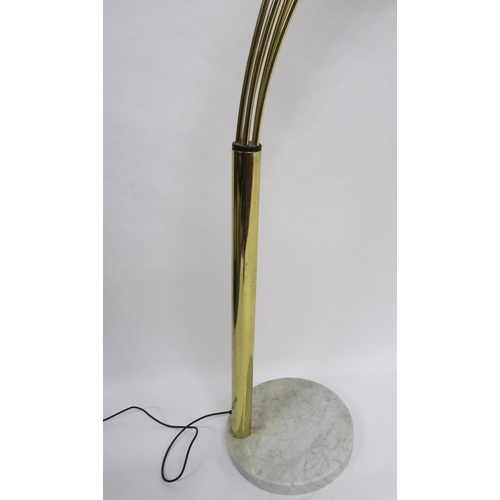 2117 - A MID 20TH CENTURY SWEDISH COTTEX FIVE BRANCH STANDARD LAMPwith five brass coloured arms on brass up... 