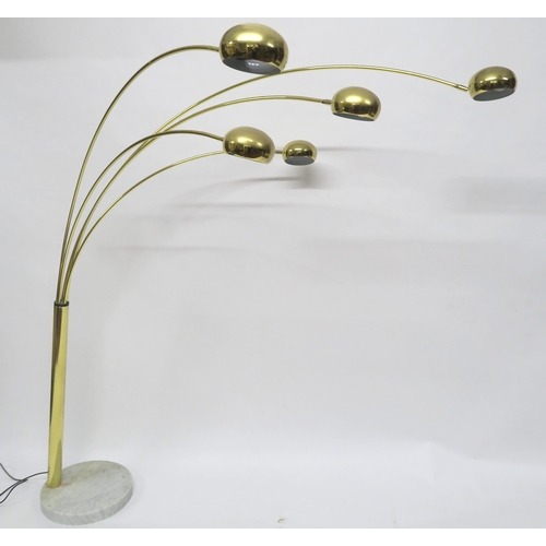 2117 - A MID 20TH CENTURY SWEDISH COTTEX FIVE BRANCH STANDARD LAMPwith five brass coloured arms on brass up... 