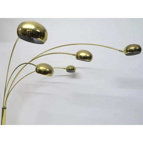 2117 - A MID 20TH CENTURY SWEDISH COTTEX FIVE BRANCH STANDARD LAMPwith five brass coloured arms on brass up... 