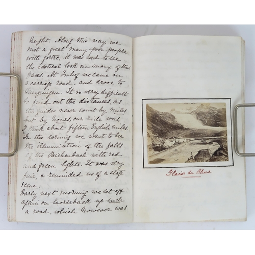 2629 - NOTES OF A CONTINENTAL TOUR IN 1868, A MID-VICTORIAN HANDWRITTEN TRAVEL JOURNALBound in gilt-tooled ... 