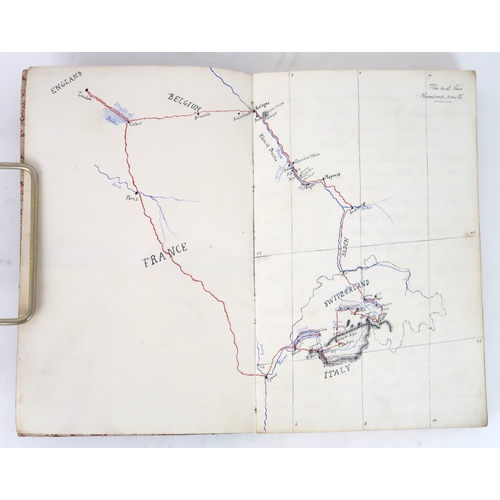 2629 - NOTES OF A CONTINENTAL TOUR IN 1868, A MID-VICTORIAN HANDWRITTEN TRAVEL JOURNALBound in gilt-tooled ... 