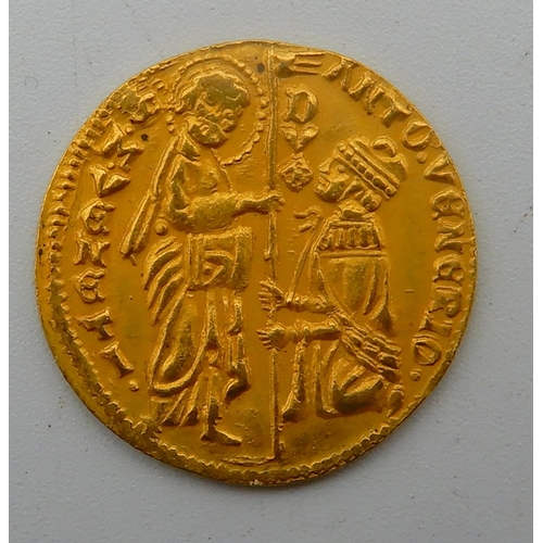 2637 - ANTONIO VENIER (1382-1400), ZECCHINOVenetian gold ducat, 3.49 grams 21mm diameter... 