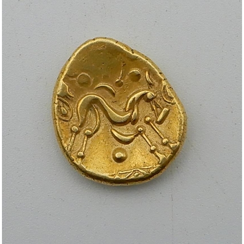 2638 - GAUL AMBIANI, GOLD STATER CELTIC HORSE COIN15mm diameter 6.27 grams